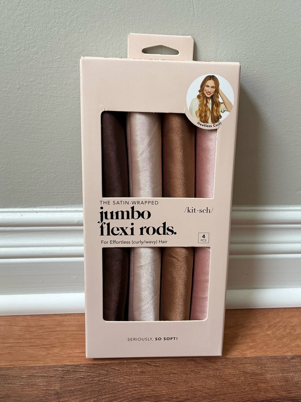Kitsch Rosewood Jumbo Satin Flexi Rods 4pc Set, NIB